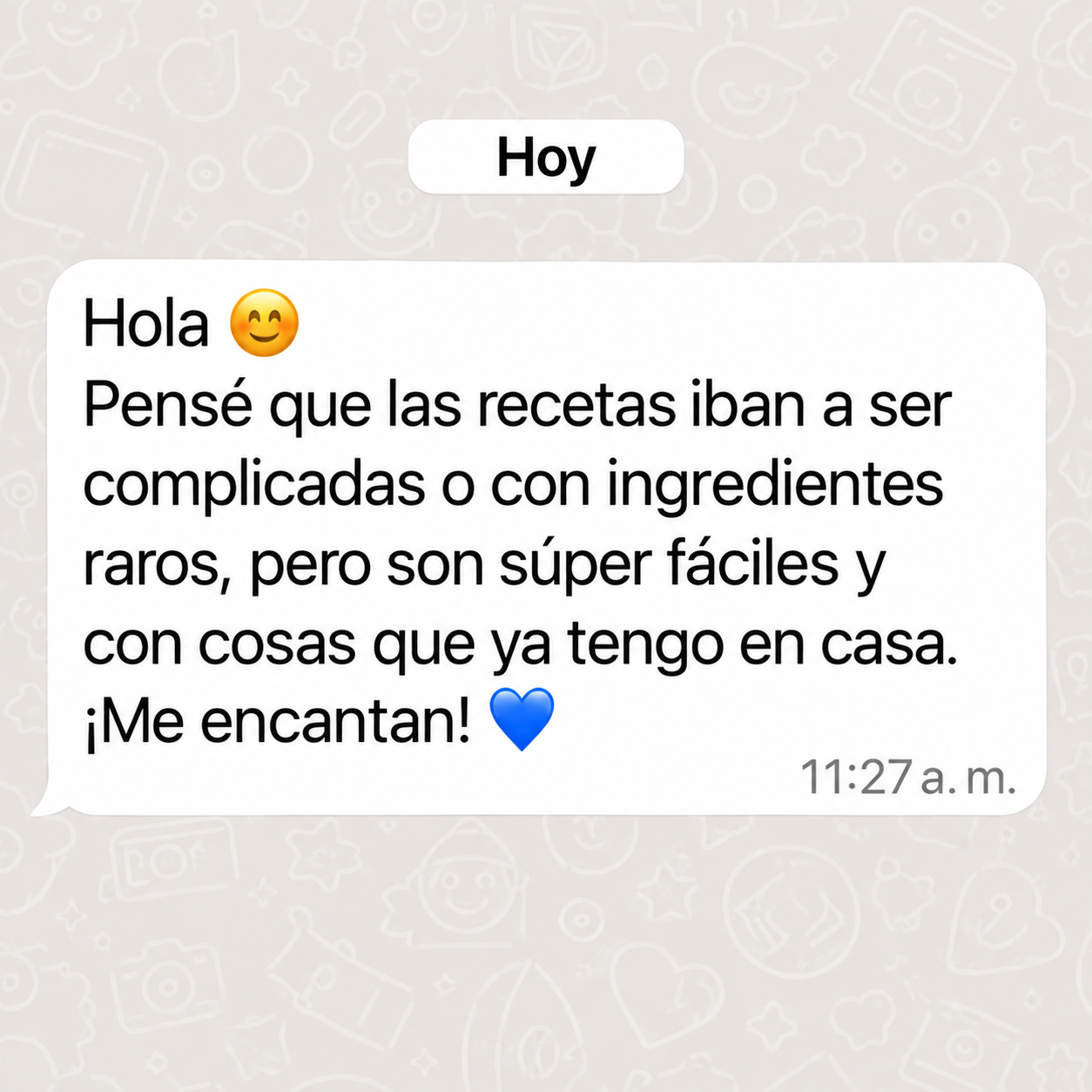 Testimonio sobre recetas fáciles con ingredientes cotidianos