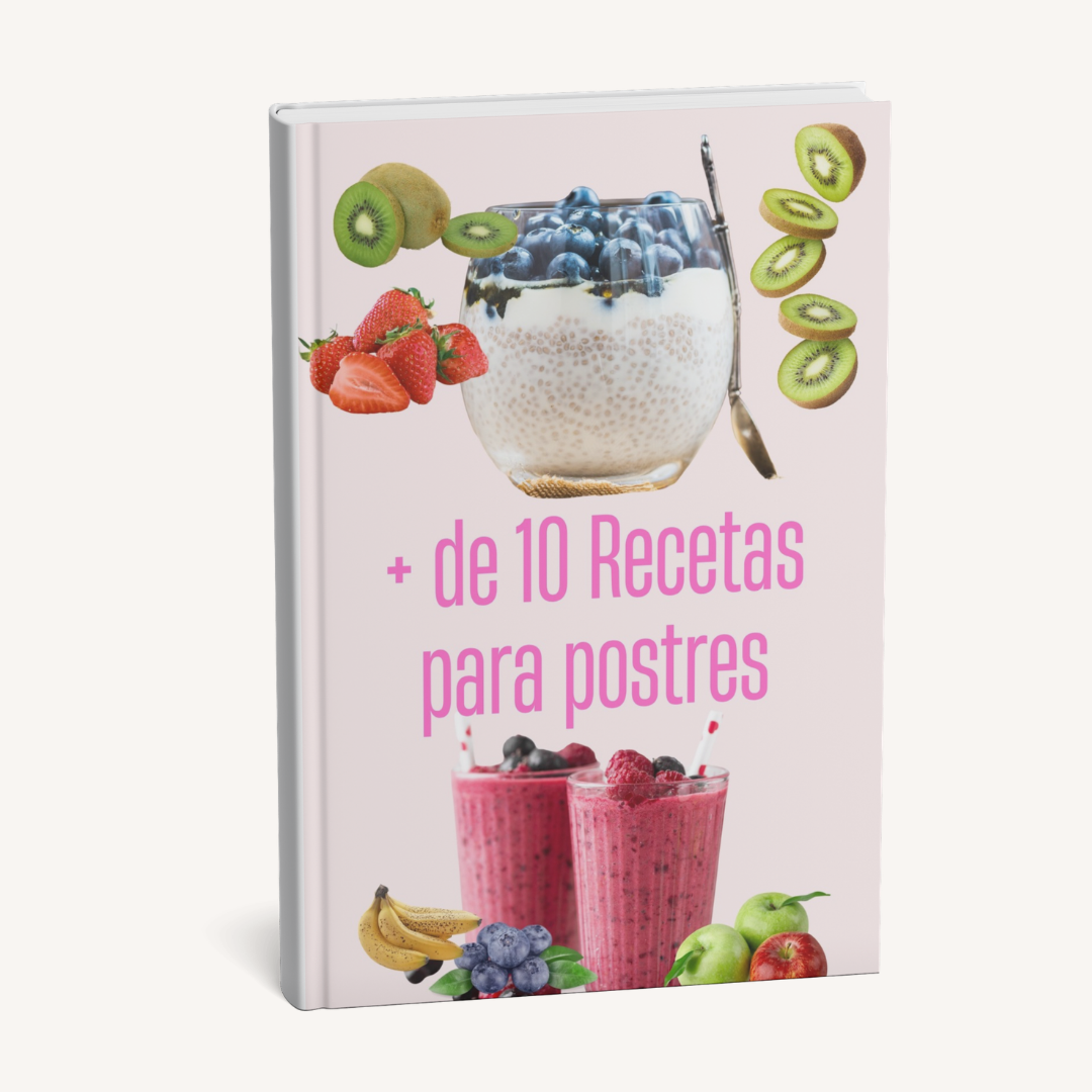 Portada del recetario 10+ Postres Saludables